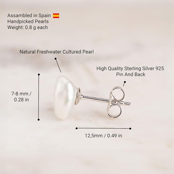Freshwater Pearl Earrings Sterling Silver 7-16mm Stud Jewelry Gift - Picture 5 of 7